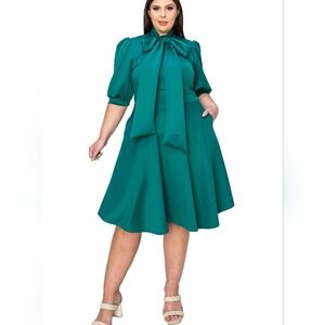 Carina Donna Dress with Pockets and Bow Detail